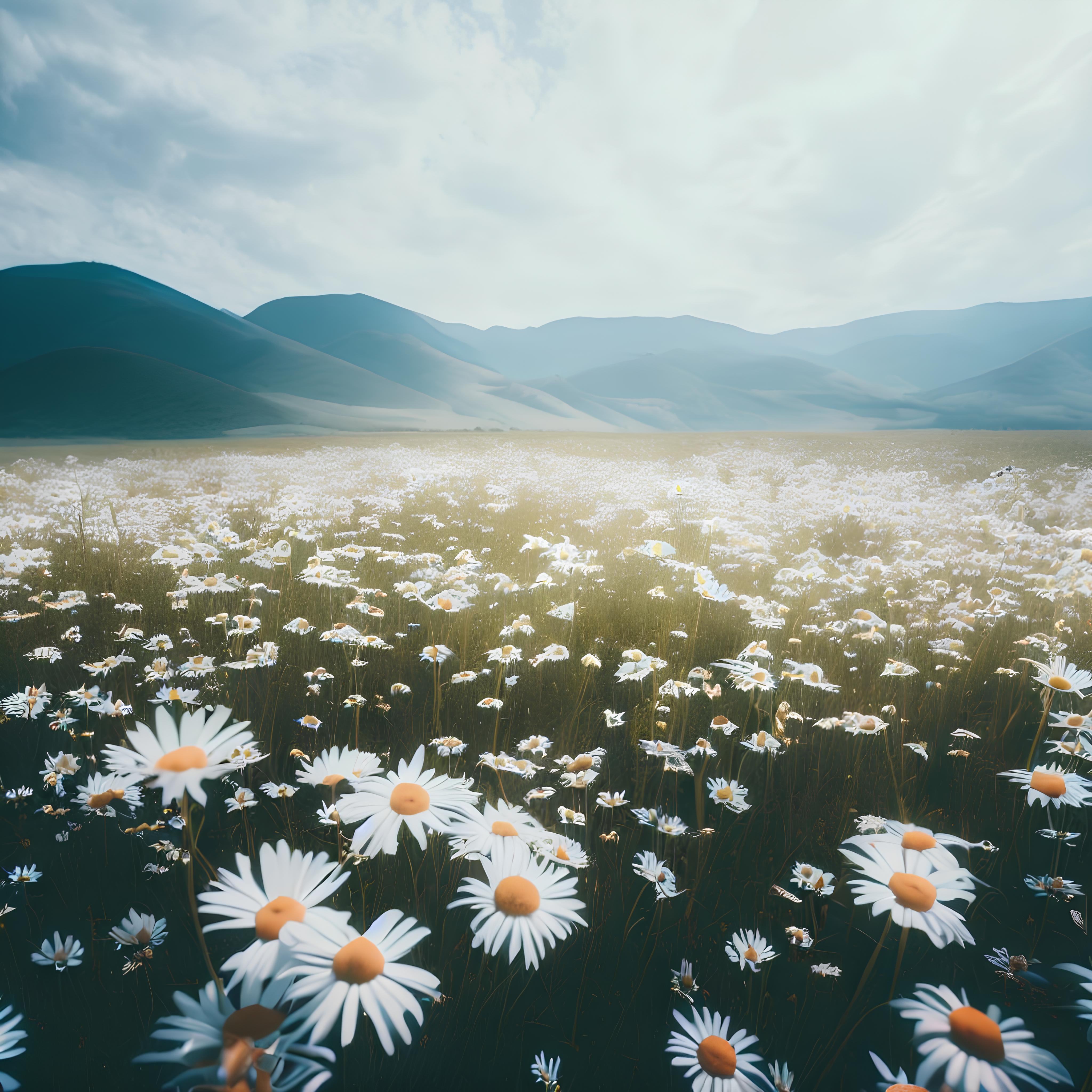 Daisies and Mountains Wallpaper Royalty-Free Photo Image Picture Graphics