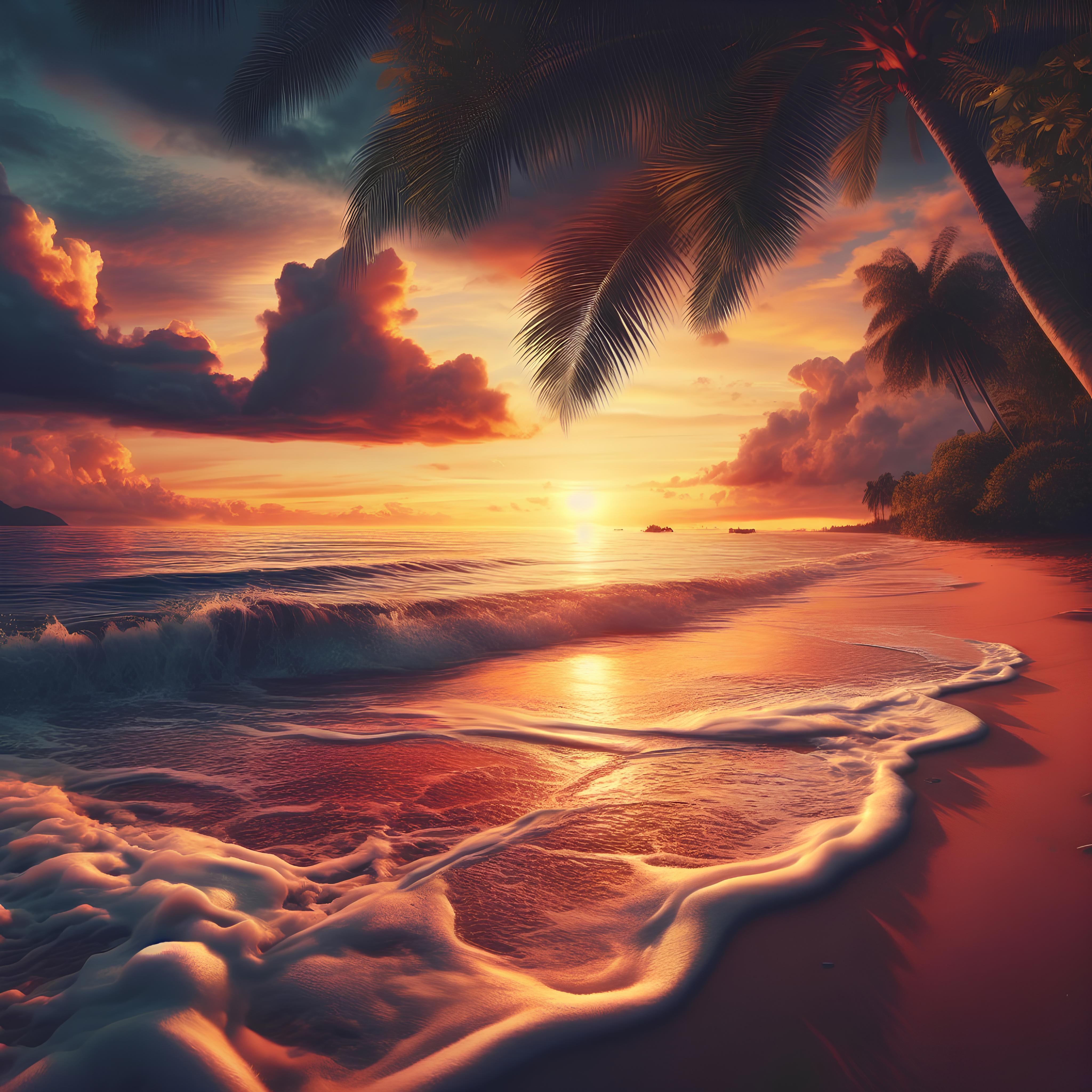 Romantic Sunset on the Beach Royalty-Free Photo Image Picture Graphics