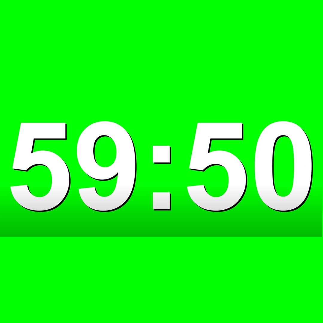1 Minute Countdown Timer Animation On Green Screen No Copyright, Stock Video Animations
