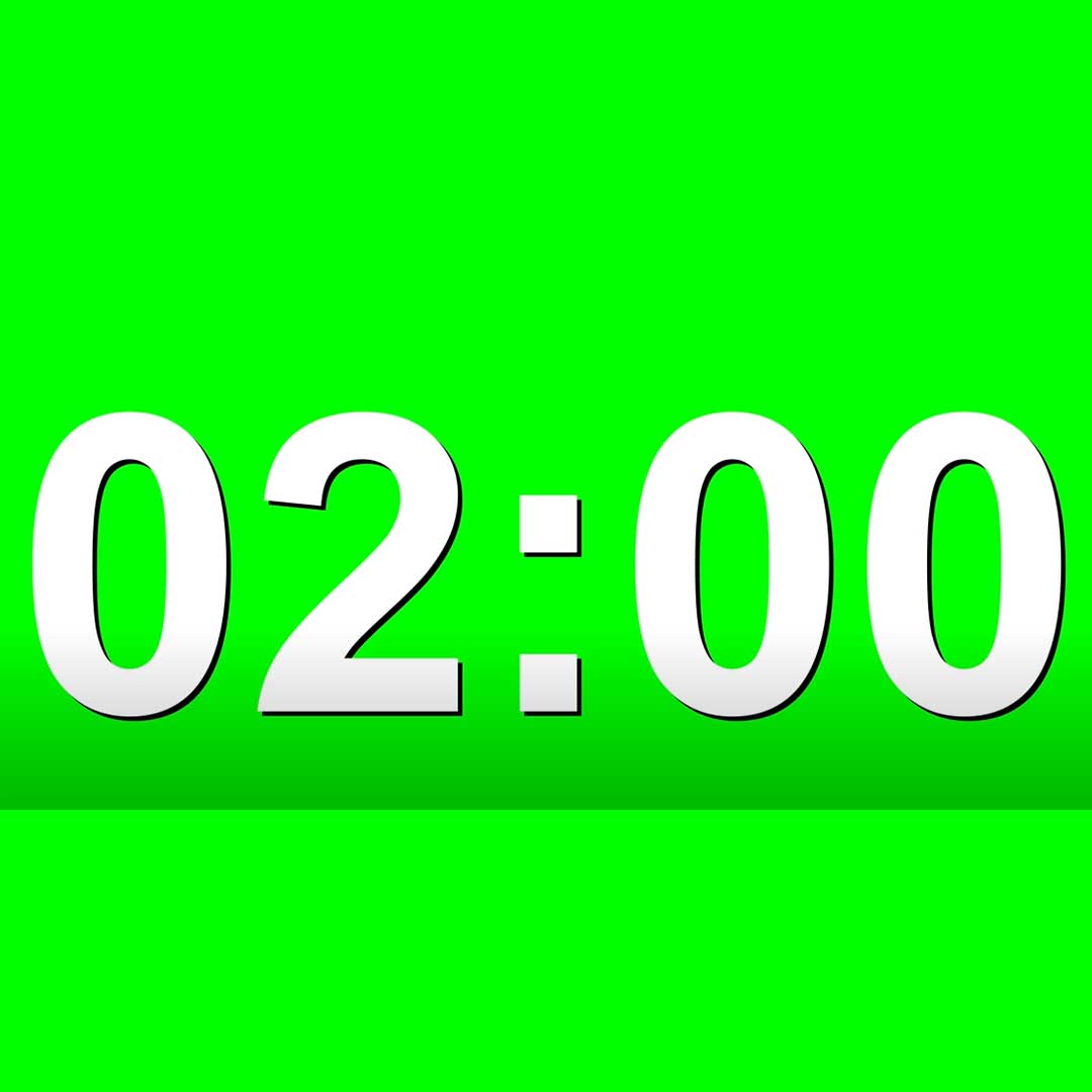 2 Minute Countdown Timer Animation On Green Screen No Copyright, Stock Video Animations