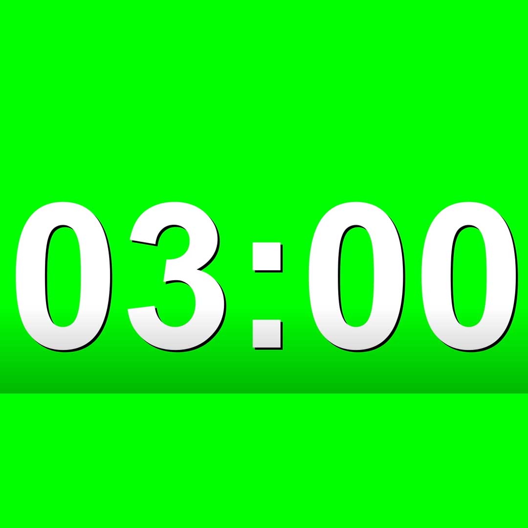 3 Minute Countdown Timer Animation On Green Screen No Copyright, Stock Video Animations