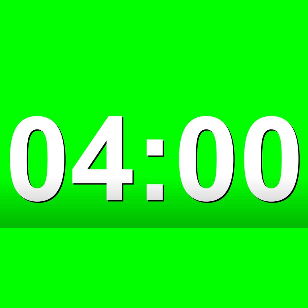 4 Minute Countdown Timer Animation On Green Screen No Copyright, Stock Video Animations