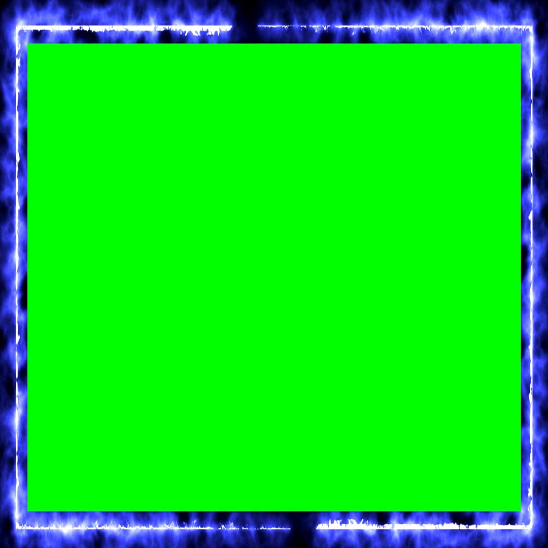 Blue Fire Frame Motion Neon Effect Green Black Screen Chroma Key No Copyright