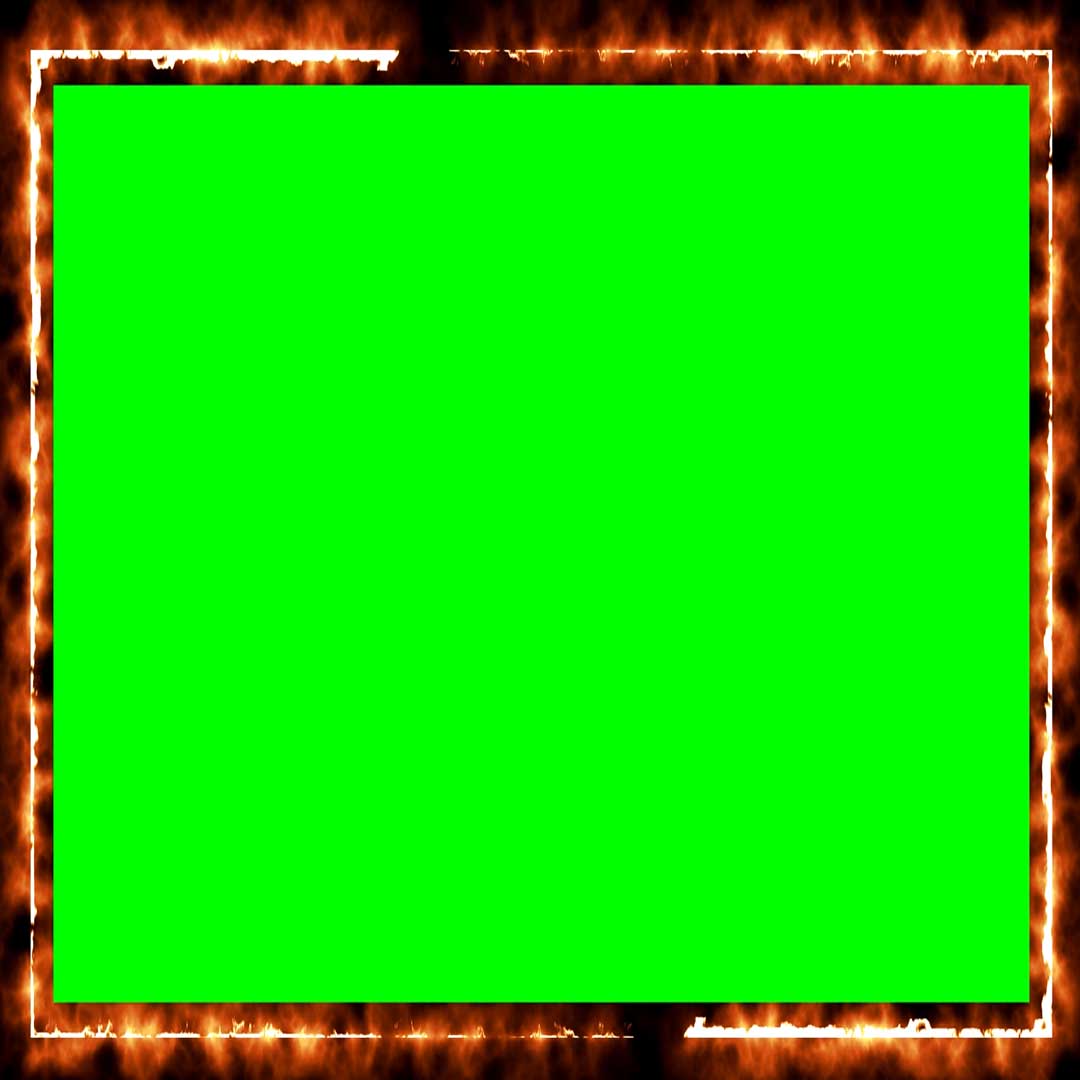 Brown Fire Frame 4k Motion Neon Effect Green Black Screen Chroma Key No Copyright