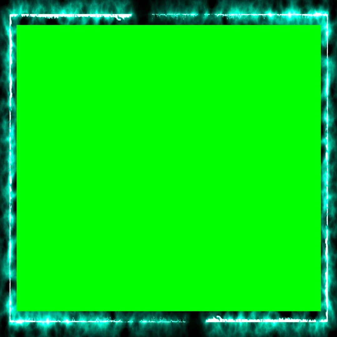 Light Blue Turkuaz Fire Frame 4k Motion Neon Effect Green Black Screen Chroma Key No Copyright