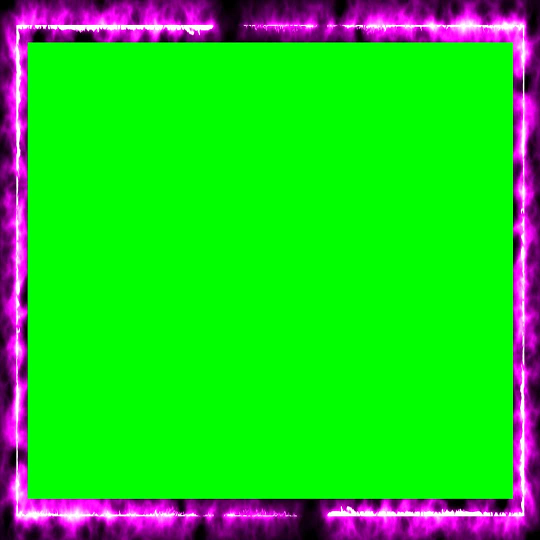 Purple Fire Frame 4k Motion Neon Effect Green Black Screen Chroma Key No Copyright