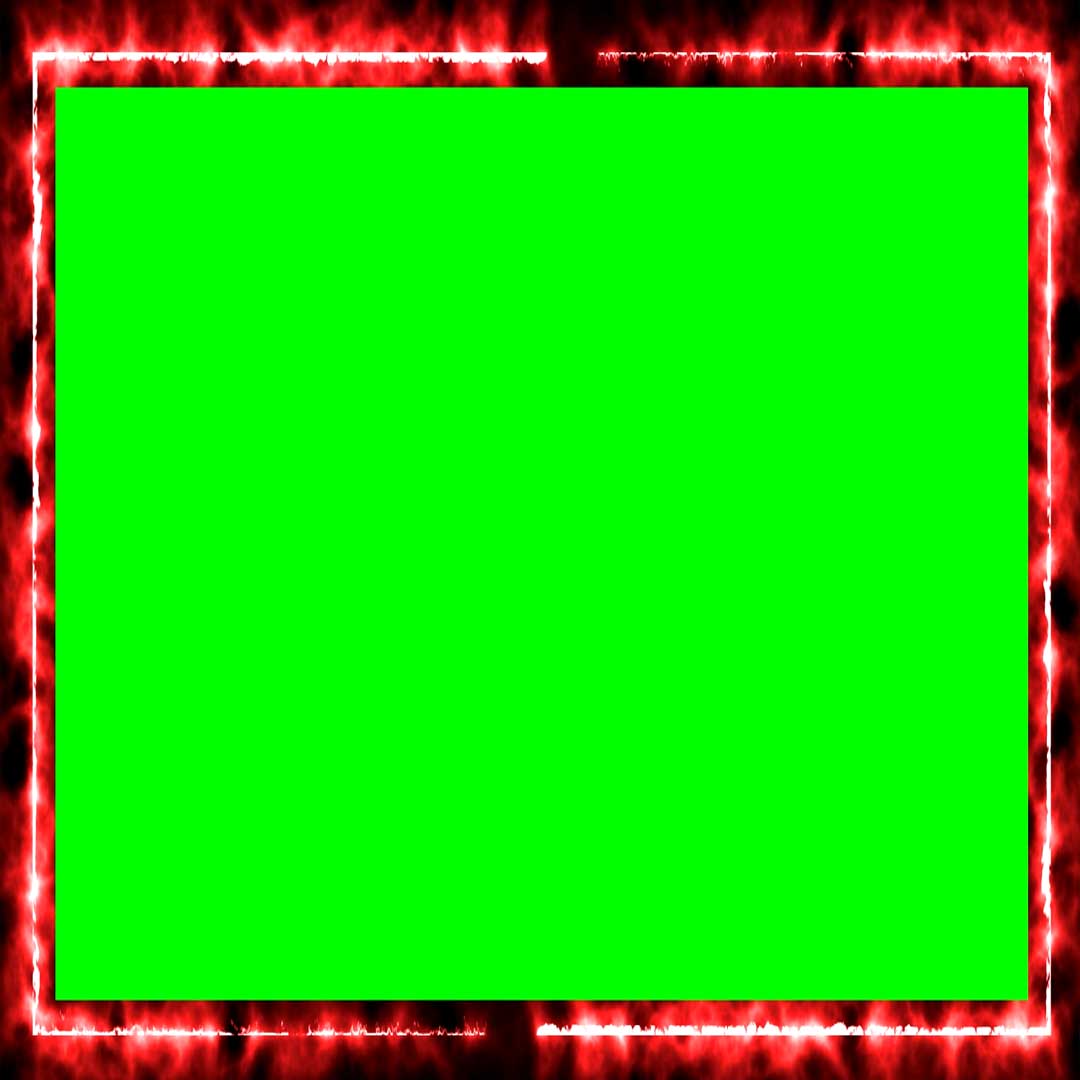 Red Fire Frame Motion Neon Effect Green Black Screen Chroma Key No Copyright