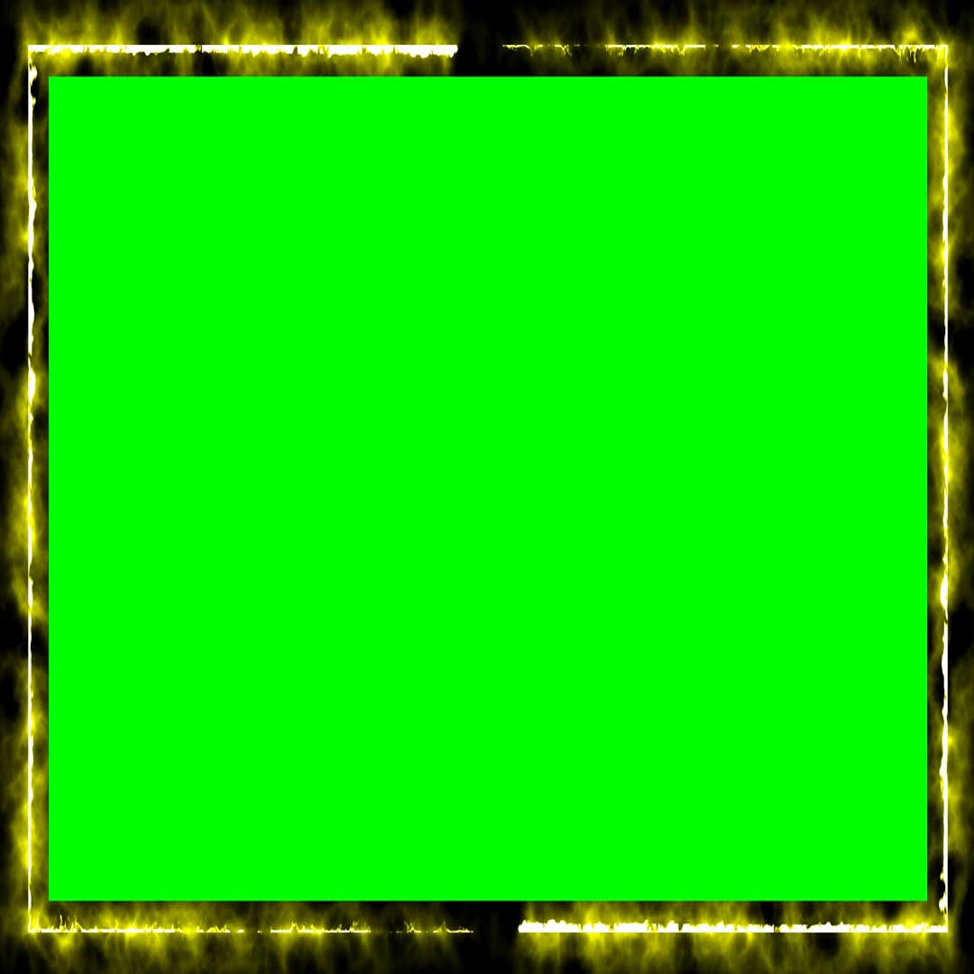 Yellow Fire Frame Motion Neon Effect Green Black Screen Chroma Key No Copyright