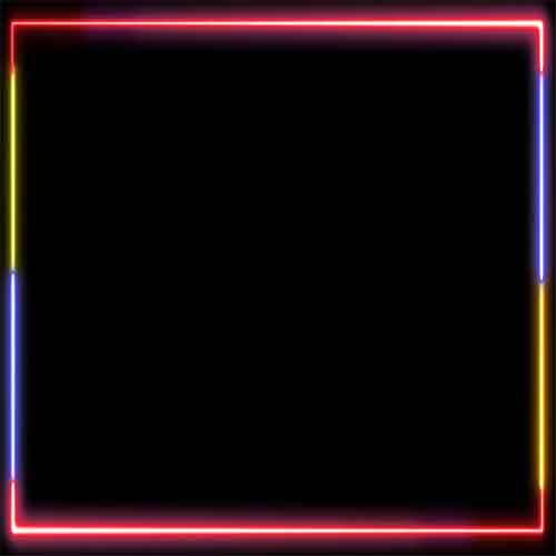 Colorful Square Shape Frame Red Neon Effect Green Black Screen Chroma Key No Copyright