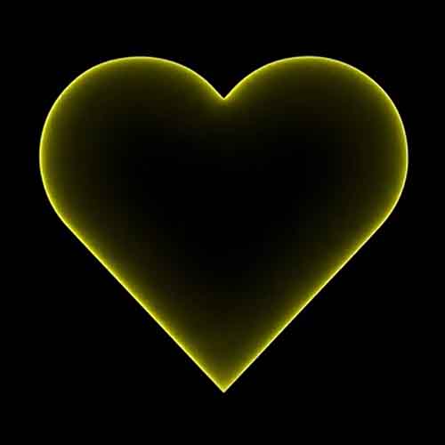 Yellow Heart Neon Glowing Shining Black Screen Free Use No Copyright, Animations